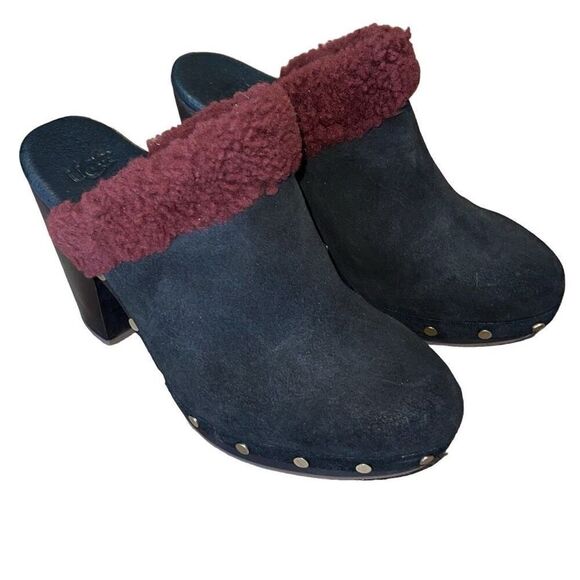 UGG Australia Adele Womens Suede Clog Heel Platform Style# 1006024 Black Size 8 - Picture 3 of 9